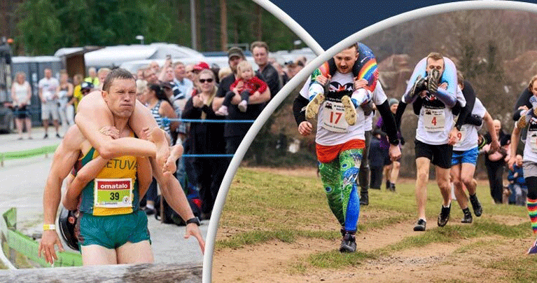 ভালোবাসার পরীক্ষা দিতে স্ত্রীকে কাঁধে নিয়ে দৌড়াতে হয় স্বামীকে