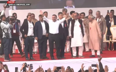 সংবর্ধনা মঞ্চে তারেক রহমান, হাজারো সমর্থক ও নেতাকর্মীদের বাঁধভাঙা উচ্ছ্বাস