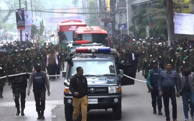 গুলশান থেকে মানিক মিয়া অ্যাভিনিউয়ে নেওয়া হচ্ছে বেগম খালেদা জিয়ার মরদেহ