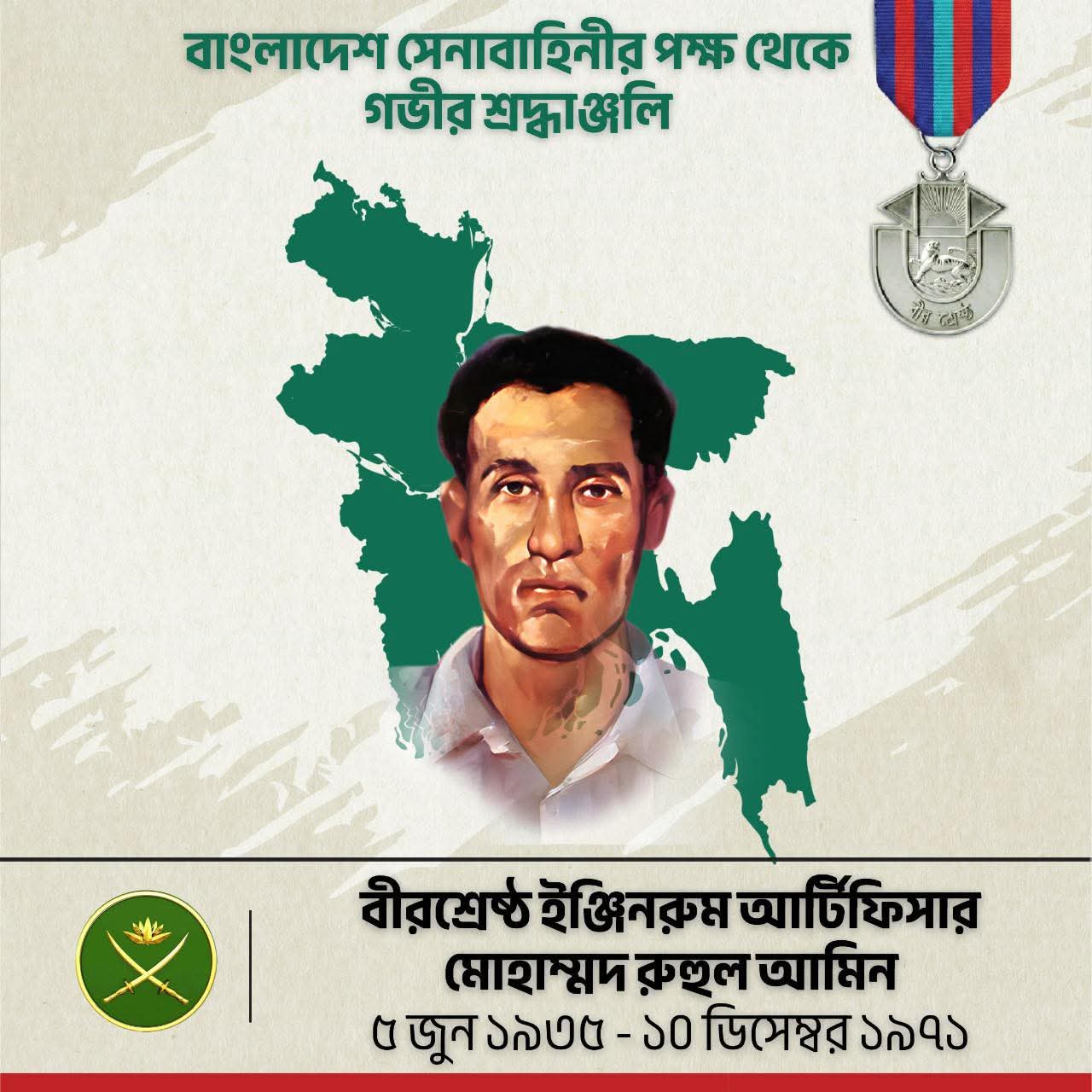 শ্রদ্ধাঞ্জলি : বীরশ্রেষ্ঠ শহীদ ইঞ্জিনরুম আর্টিফিসার মোহাম্মদ রুহুল আমিন